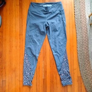 Victoria's Secret Sport Gray Leggings with Leopard Print Accents